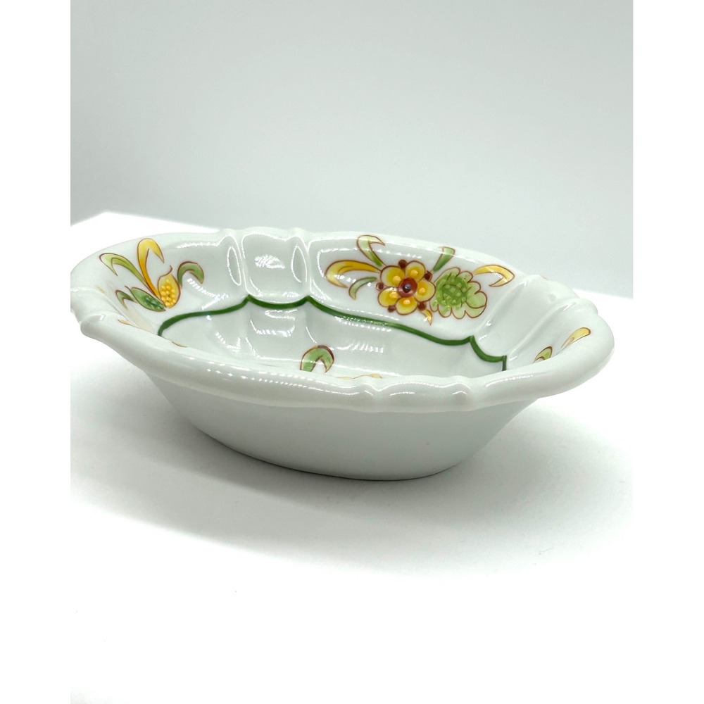 Sherle Wagner Italy Hand Painted Floral Porcelain Scalloped Soap Trinket Dish - Picture 9 of 13